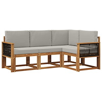 vidaXL Utomhussoffset 4 pcs Naturlig och ljusgrå Polyester