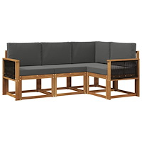 vidaXL Utomhussoffset 4 pcs Naturlig och Antracit Polyester
