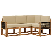 vidaXL Utomhussoffset 4 pcs Naturlig och Beige Polyester