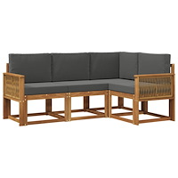 vidaXL Utomhussoffset 4 pcs Naturlig och Antracit Polyester
