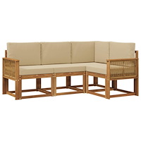 vidaXL Utomhussoffset 4 pcs Naturlig och Beige Polyester
