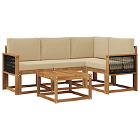 vidaXL Utomhussoffset 5 pcs Naturlig och Beige Polyester