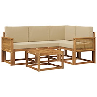 vidaXL Utomhussoffset 5 pcs Naturlig och Beige Polyester
