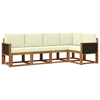 vidaXL Utomhussoffset 5 pcs Naturlig och Grädde Polyester