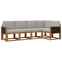 vidaXL Utomhussoffset 5 pcs Naturlig och ljusgrå Polyester