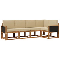 vidaXL Utomhussoffset 5 pcs Naturlig och Beige Polyester
