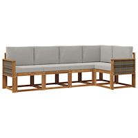 vidaXL Utomhussoffset 5 pcs Naturlig och ljusgrå Polyester