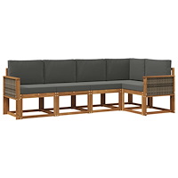 vidaXL Utomhussoffset 5 pcs Naturlig och Antracit Polyester
