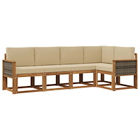 vidaXL Utomhussoffset 5 pcs Naturlig och Beige Polyester