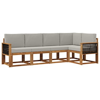 vidaXL Utomhussoffset 5 pcs Naturlig och ljusgrå Polyester