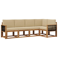 vidaXL Utomhussoffset 5 pcs Naturlig och Beige Polyester
