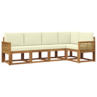 vidaXL Utomhussoffset 5 pcs Naturlig och Grädde Polyester