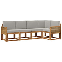 vidaXL Utomhussoffset 5 pcs Naturlig och ljusgrå Polyester