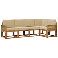 vidaXL Utomhussoffset 5 pcs Naturlig och Beige Polyester