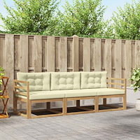 vidaXL Utomhussoffset med kudde 3 pcs Vit och grädde Polyester