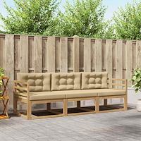 vidaXL Utomhussoffset med kudde 3 pcs Vit och Beige Polyester