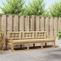 vidaXL Utomhussoffset med kudde 3 pcs Vit och Beige Polyester