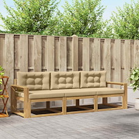 vidaXL Utomhussoffset med kudde 3 pcs Vit och Beige Polyester