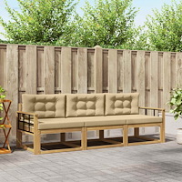 vidaXL Utomhussoffset med kudde 3 pcs Vit och Beige Polyester