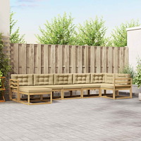 vidaXL Utomhussoffset med kudde 7 pcs Vit och Beige