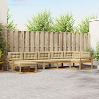 vidaXL Utomhussoffset med kudde 7 pcs Vit och Beige