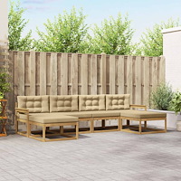 vidaXL Utomhussoffset med kudde 6 pcs Vit och Beige