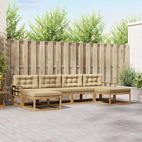 vidaXL Utomhussoffset med kudde 6 pcs Vit och Beige