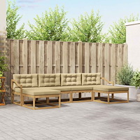 vidaXL Utomhussoffset med kudde 6 pcs Vit och Beige