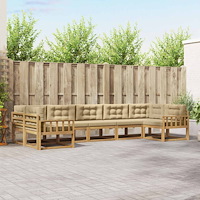 vidaXL Utomhussoffset med kudde 7 pcs Vit och Beige