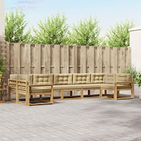 vidaXL Utomhussoffset med kudde 7 pcs Vit och Beige