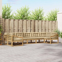 vidaXL Utomhussoffset med kudde 7 pcs Vit och Beige