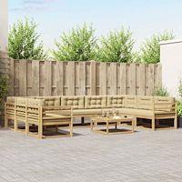 vidaXL Utomhussoffset med kudde 10 pcs Vit och Beige