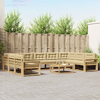 vidaXL Utomhussoffset med kudde 10 pcs Vit och Beige