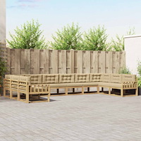 vidaXL Utomhussoffset med kudde 10 pcs Vit och Beige