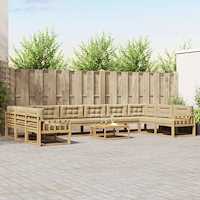 vidaXL Utomhussoffset med kudde 11 pcs Vit och Beige