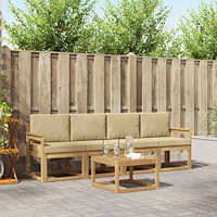 vidaXL Utomhussoffset med kudde 5 pcs Vit och Beige