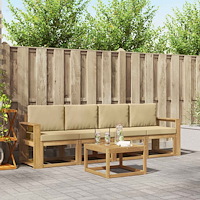 vidaXL Utomhussoffset med kudde 5 pcs Vit och Beige