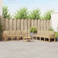 vidaXL Utomhussoffset med kudde 9 pcs Vit och Beige