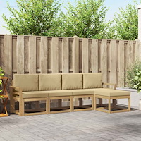 vidaXL Utomhussoffset med kudde 5 pcs Vit och Beige