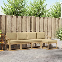 vidaXL Utomhussoffset med kudde 5 pcs Vit och Beige