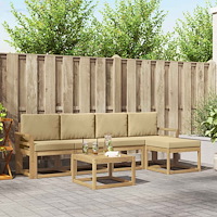 vidaXL Utomhussoffset med kudde 6 pcs Vit och Beige
