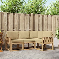 vidaXL Utomhussoffset med kudde 4 pcs Vit och Beige