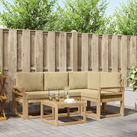 vidaXL Utomhussoffset med kudde 5 pcs Vit och Beige