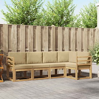 vidaXL Utomhussoffset med kudde 5 pcs Vit och Beige