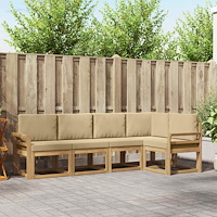 vidaXL Utomhussoffset med kudde 5 pcs Vit och Beige