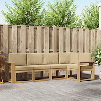vidaXL Utomhussoffset med kudde 5 pcs Vit och Beige