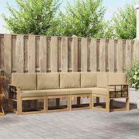 vidaXL Utomhussoffset med kudde 5 pcs Vit och Beige