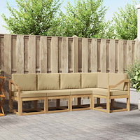 vidaXL Utomhussoffset med kudde 5 pcs Vit och Beige
