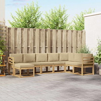 vidaXL Utomhussoffset med kudde 8 pcs Vit och Beige
