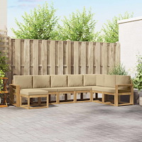 vidaXL Utomhussoffset med kudde 8 pcs Vit och Beige